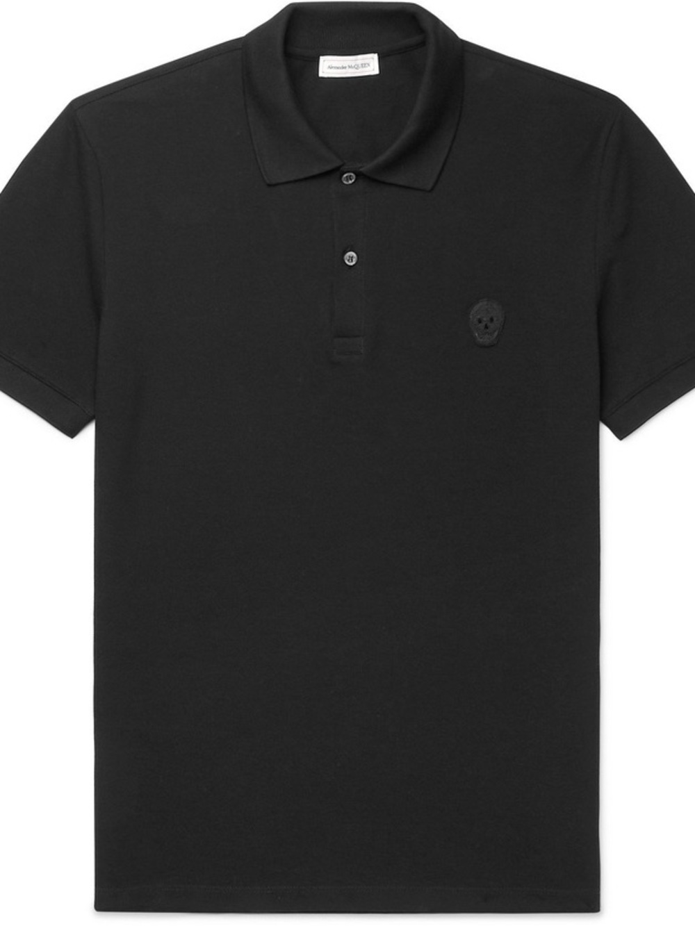 Alexander McQueen Black Short-Sleeve Polo with Embroidered Skull M